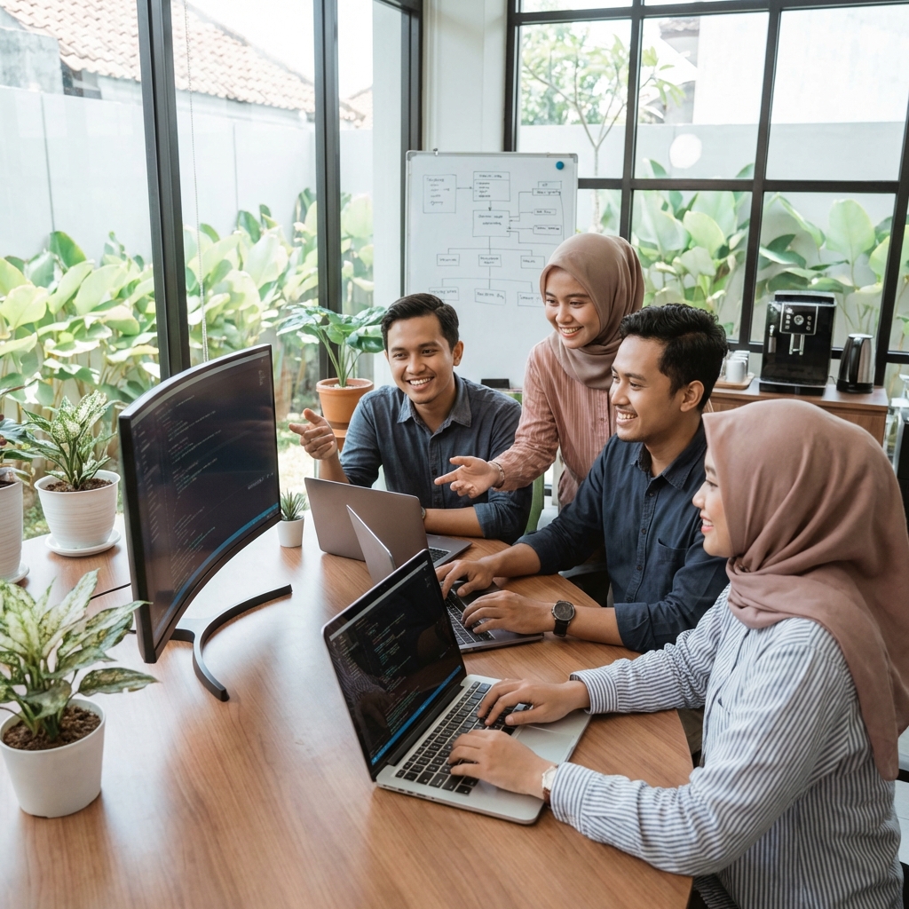 Team working on digital project